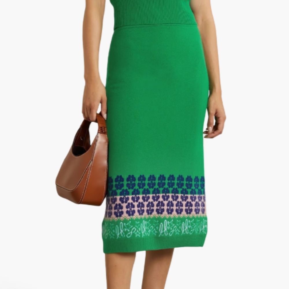 Jacquard-knit Cashmere Midi Skirt from LINGUA FRANCA - Picture 2 of 10